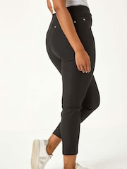 Roman Black Petite Bengaline Stretch Trousers - Image 3 of 5