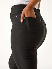 Roman Black Petite Bengaline Stretch Trousers - Image 5 of 5