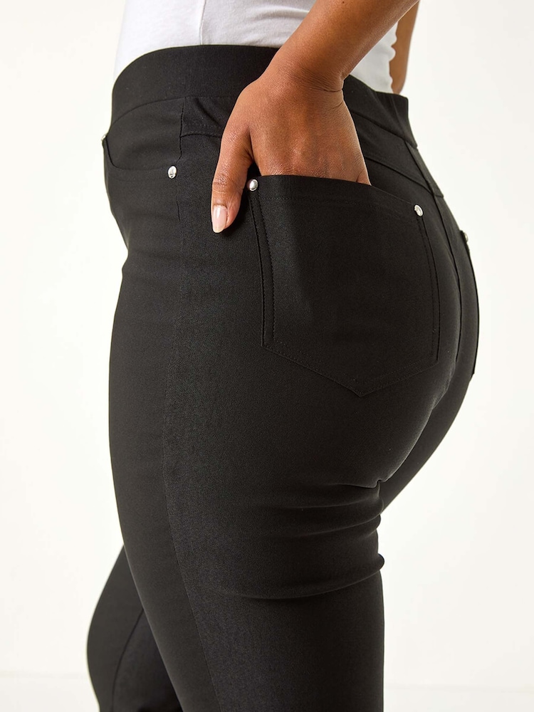 Roman Black Petite Bengaline Stretch Trousers - Image 5 of 5