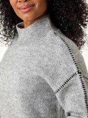 Roman Grey Petite Contrast Stitch Jersey Jumper - Image 5 of 5
