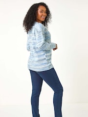 Roman Blue Petite Space Dye Knit Jumper - Image 3 of 5