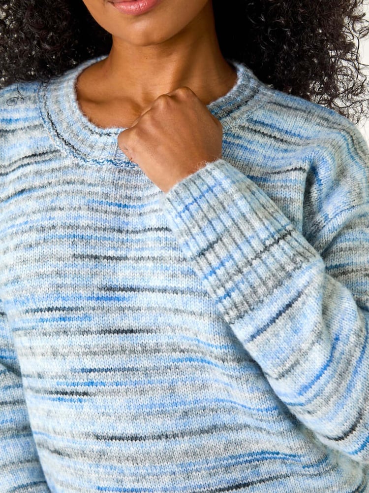 Roman Blue Petite Space Dye Knit Jumper - Image 5 of 5 Roman Blue Petite Space Dye Knit Jumper - Image 5 of 5