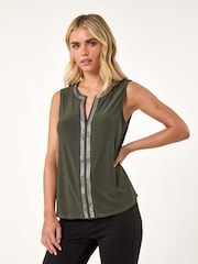 Roman Green Petite Stretch Sparkle Trim Top - Image 4 of 5