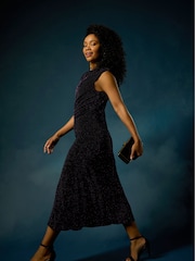 Roman Purple Petite Sparkle Stretch Drape Dress - Image 3 of 4
