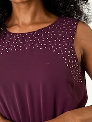 Roman Purple Petite Hotfix Pleated Midi Dress - Image 6 of 6
