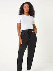 Roman Black Petite Ribbed Jogger - Image 2 of 5