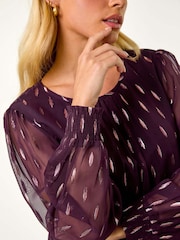 Roman Purple Petite Metallic Jacquard Dress - Image 5 of 5