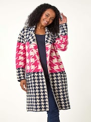Roman Pink Petite Houndstooth Knit Coatigan - Image 1 of 5