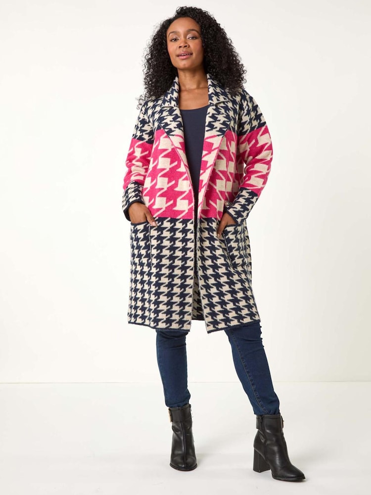 Roman Pink Petite Houndstooth Knit Coatigan - Image 2 of 5