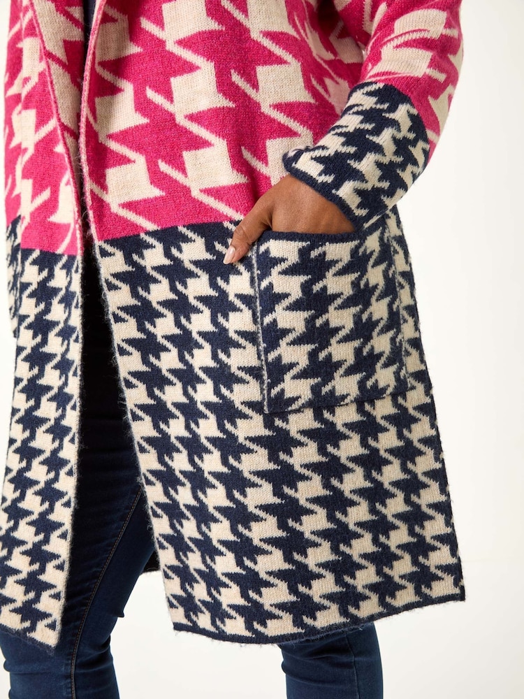 Roman Pink Petite Houndstooth Knit Coatigan - Image 5 of 5