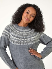 Roman Grey Petite Metallic Pattern Knit Jumper - Image 1 of 5