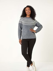 Roman Grey Petite Metallic Pattern Knit Jumper - Image 2 of 5