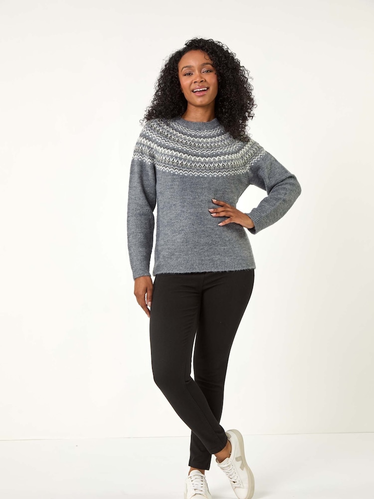 Roman Grey Petite Metallic Pattern Knit Jumper - Image 2 of 5