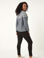 Roman Grey Petite Metallic Pattern Knit Jumper - Image 3 of 5