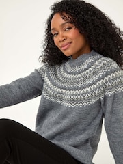 Roman Grey Petite Metallic Pattern Knit Jumper - Image 4 of 5