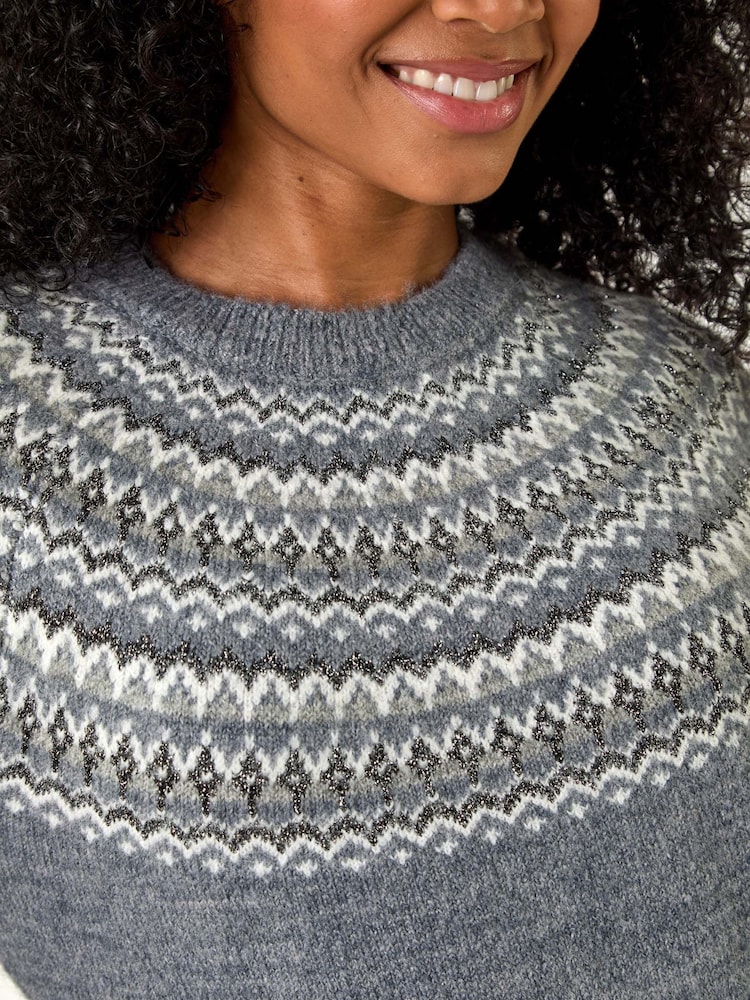 Roman Grey Petite Metallic Pattern Knit Jumper - Image 5 of 5