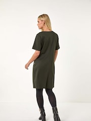 Roman Green Petite Zip Detail Pocket Shift Dress - Image 3 of 5