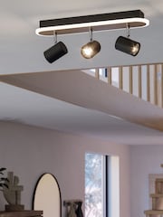 Eglo Black Rimbocchi Wood & Steel Modern 3 Light Spotlight - Image 1 of 6