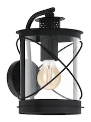 Eglo Black Hilburn Lantern-Style Exterior Outdoor Wall Light - Image 2 of 5