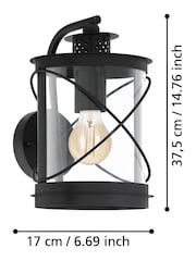 Eglo Black Hilburn Lantern-Style Exterior Outdoor Wall Light - Image 4 of 5