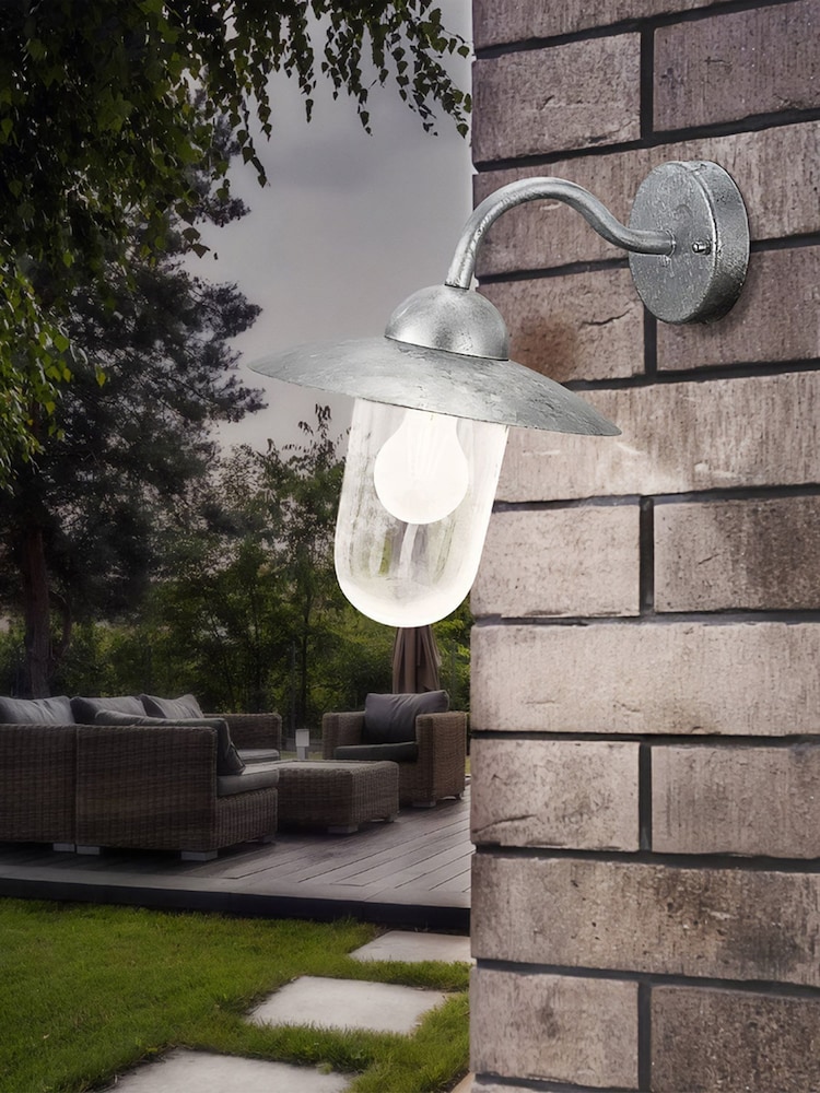 Eglo Silver Milton Steel Exterior Outdoor Wall Light - Image 1 of 5
