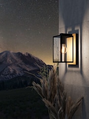 Eglo Black Budrone Modern Steel/Wood Outdoor Wall Light - Image 1 of 5