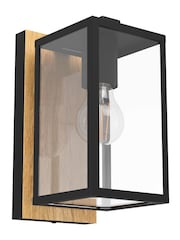 Eglo Black Budrone Modern Steel/Wood Outdoor Wall Light - Image 2 of 5