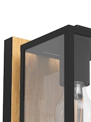 Eglo Black Budrone Modern Steel/Wood Outdoor Wall Light - Image 3 of 5