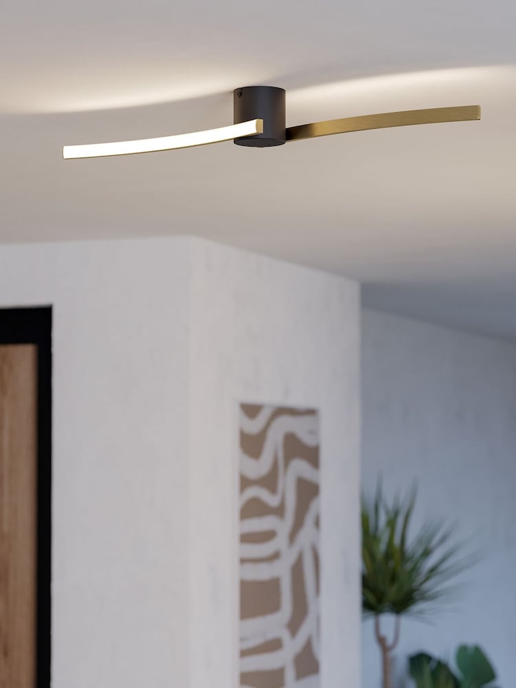 Eglo Black Aieta Brushed Brass Minimalist Ceiling Light - Image 1 of 6
