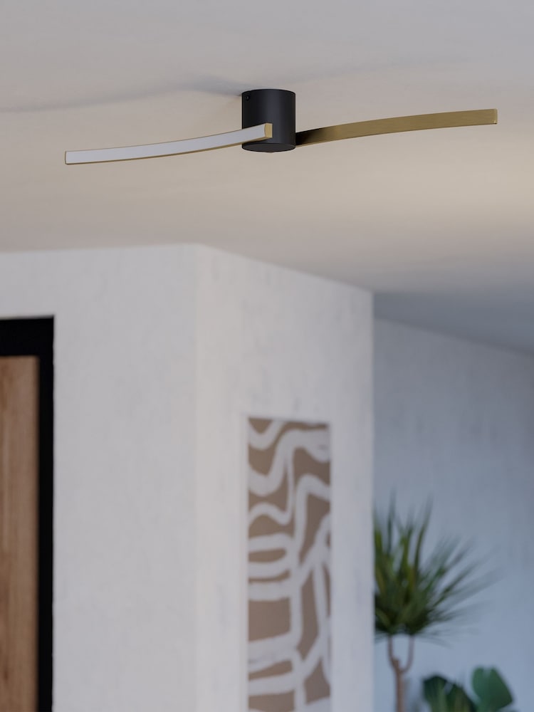 Eglo Black Aieta Brushed Brass Minimalist Ceiling Light - Image 2 of 6