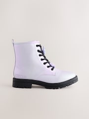 Purple Metallic Lilo & Stitch Warm Lined Lace up Ankle Boots - Image 2 of 5