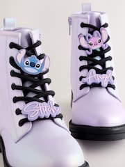 Purple Metallic Lilo & Stitch Warm Lined Lace up Ankle Boots - Image 5 of 5