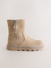 Neutral Fur Lined Tassel Boots - Image 2 of 5