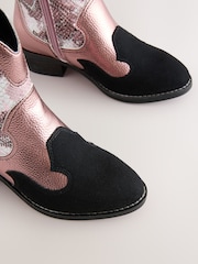 Pink Snake Print Western Ankle Boots - Image 4 of 5