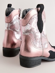 Pink Snake Print Western Ankle Boots - Image 5 of 5