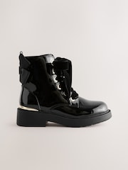 Black Patent Lace-Up Boots - Image 2 of 5