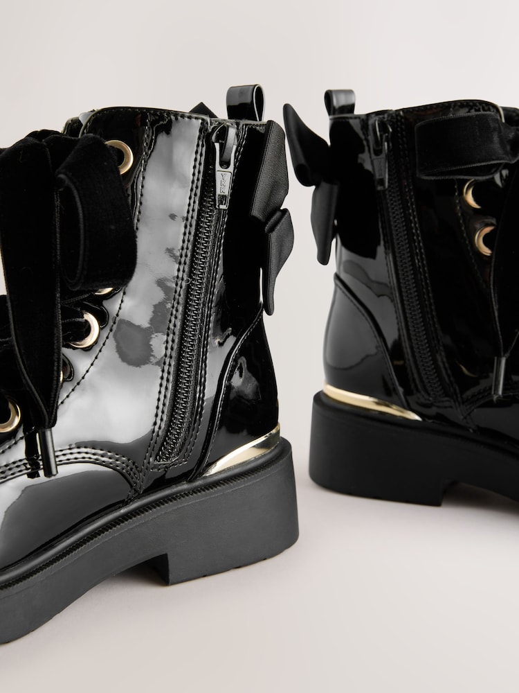 Buy Black Patent Lace-Up Boots from Next Israel