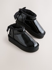 Črn patent - Mini Warm Lined Pull on Boots - Slika 1 iz 5