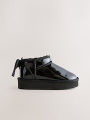 Črn patent - Mini Warm Lined Pull on Boots - Slika 2 iz 5