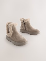 Mink Brown Suede Fur Lined Chelsea Boots - Image 1 of 5