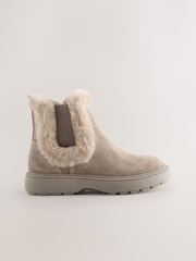 Mink Brown Suede Fur Lined Chelsea Boots - Image 2 of 5