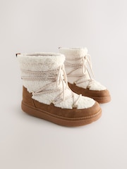 Tan Brown / Ecru - Borg Water Resistant Boots - صورة 3 من 7