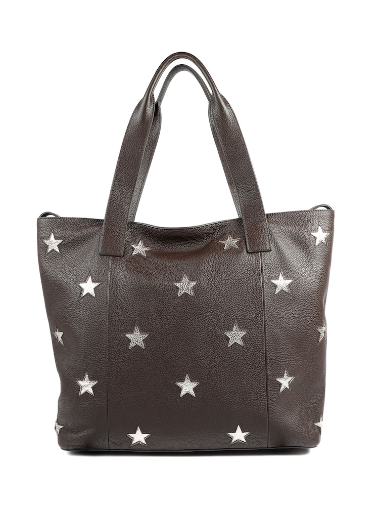 Jones Bootmaker Chocolate Brown Dayna Star Leather Bag - Image 1 of 5