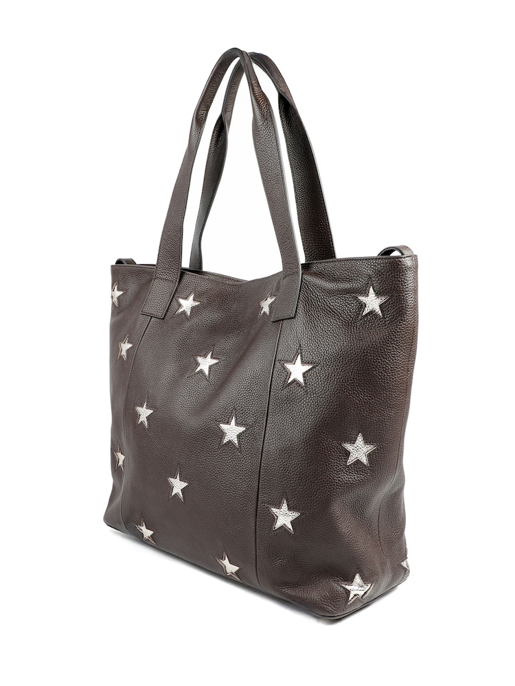 Jones Bootmaker Chocolate Brown Dayna Star Leather Bag - Image 2 of 5