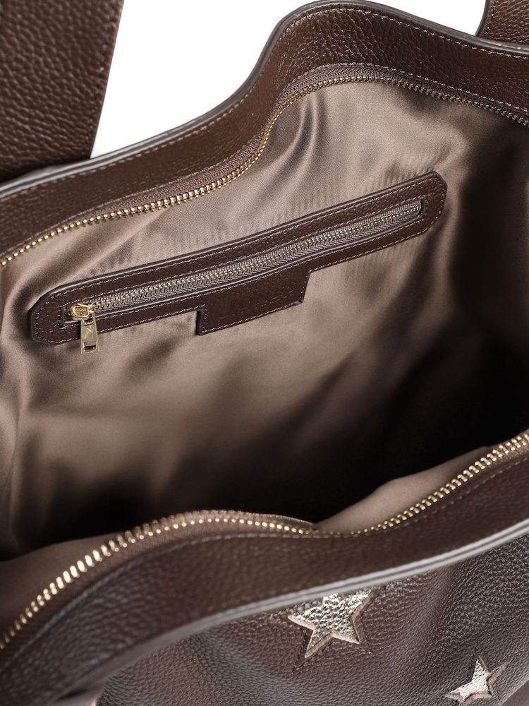Jones Bootmaker Chocolate Brown Dayna Star Leather Bag - Image 5 of 5