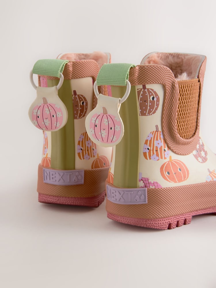 Neutral Pumpkin Halloween Chelsea Wellies - Image 5 of 7