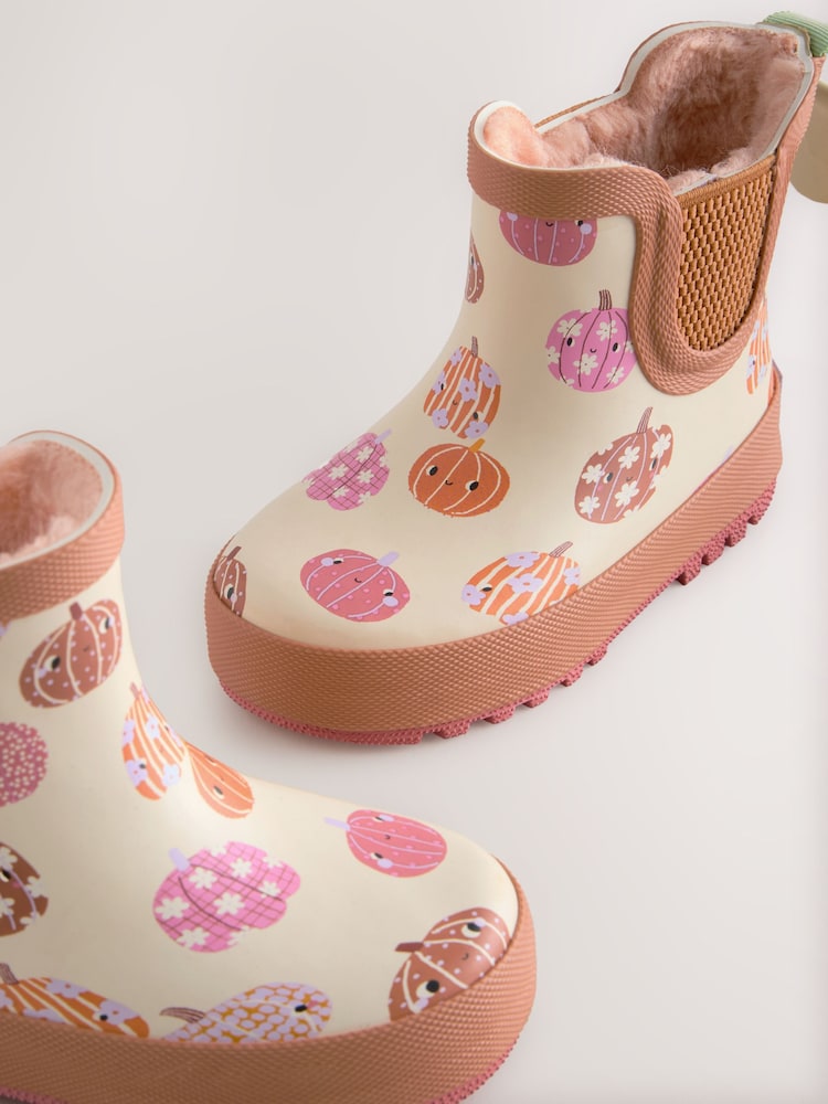 Neutral Pumpkin Halloween Chelsea Wellies - Image 6 of 7