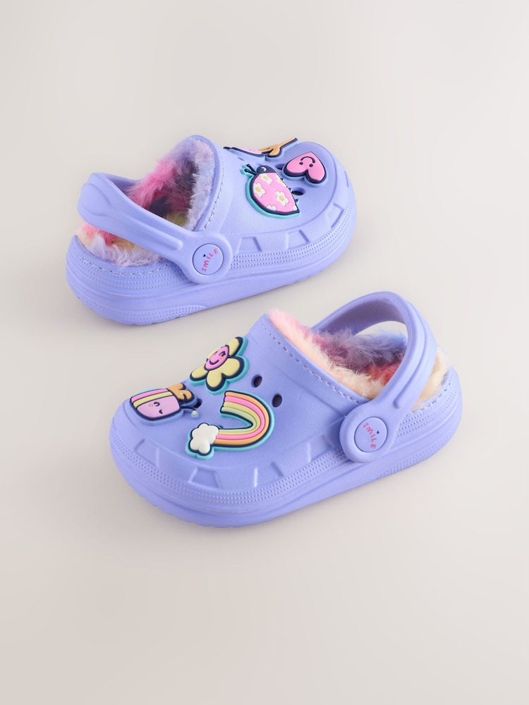 Purple Faux Fur Lined Clog Slippers - Image 1 of 5
