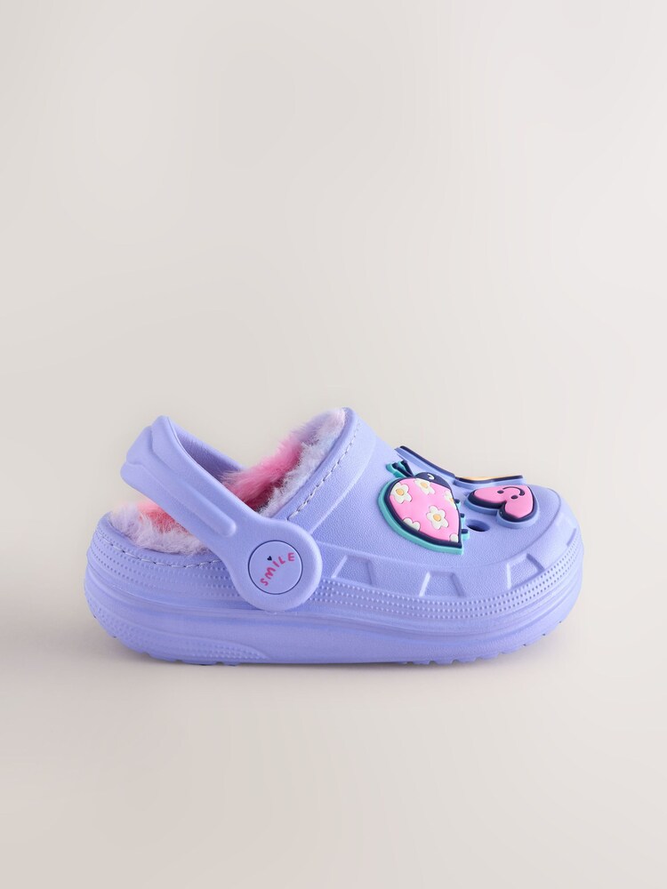 Purple Faux Fur Lined Clog Slippers - Image 2 of 5