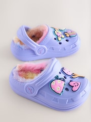 Purple Faux Fur Lined Clog Slippers - Image 4 of 5